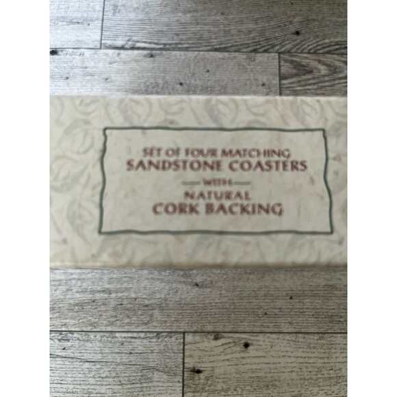 Vintage Thirsty Stone Manatee Sandstone Coasters Set of 4 Cork Backing 2000 - Picture 3 of 9
